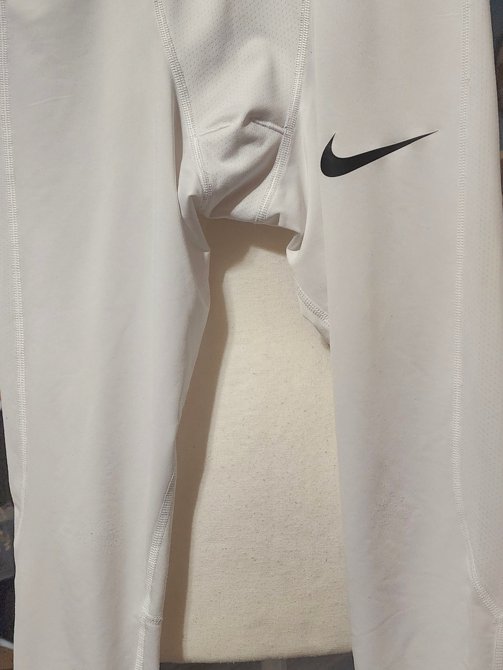 Nike Kids White Leggings with Black Swoosh Sz SM